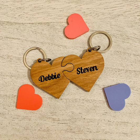 Couples Heart Jigsaw Key Ring
