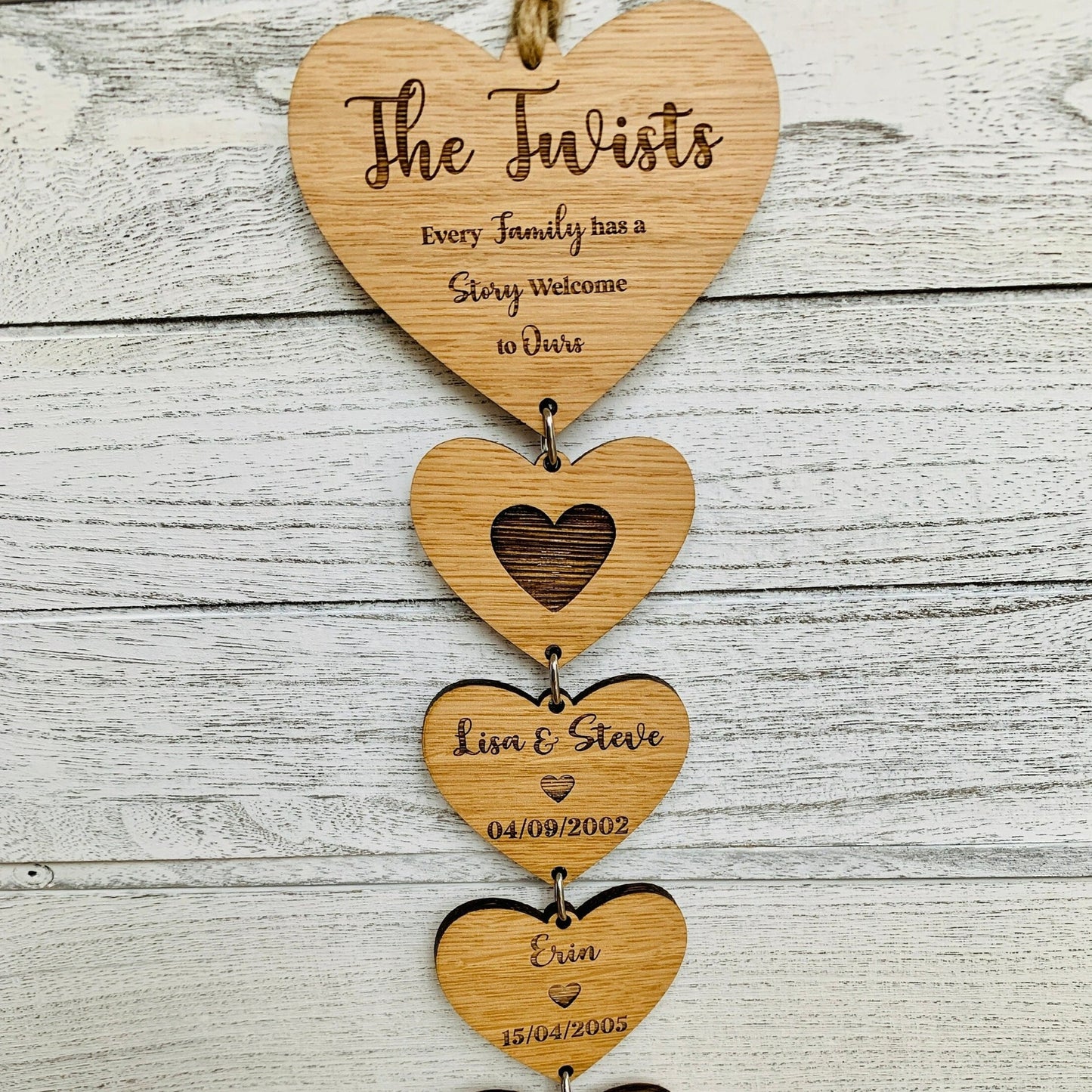 Personalised Oak Family Story Hanging Decoration