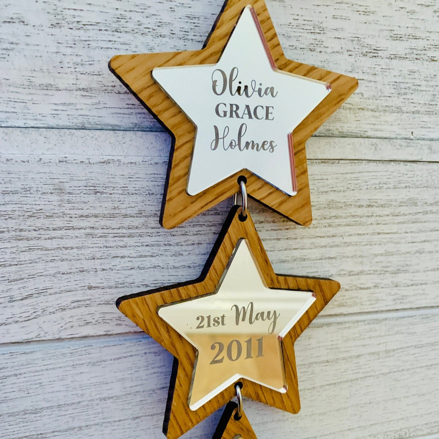 Personalised Nursery Moon and Stars Hanging Decoration