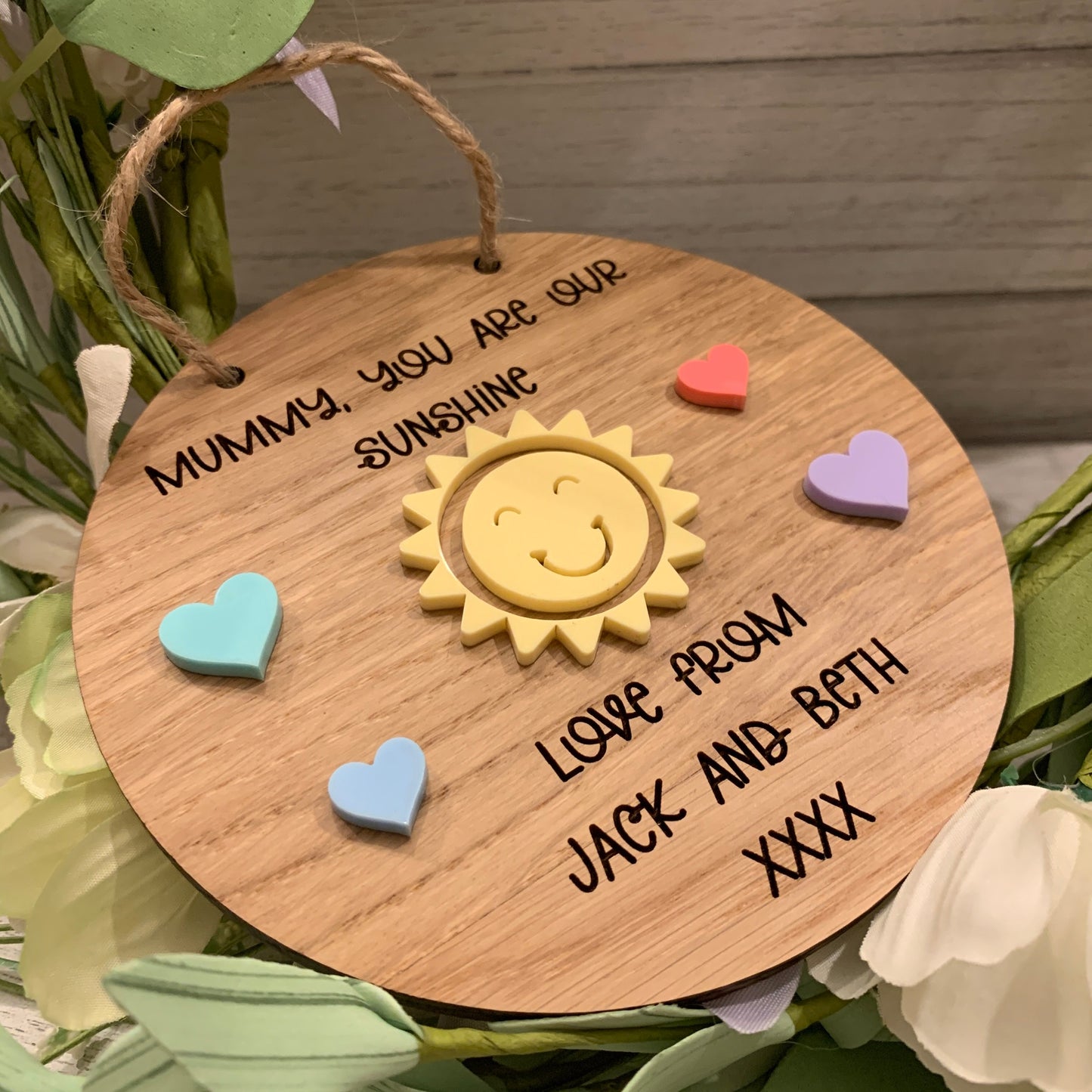 Personalised Oak You Are Our Sunshine Sign