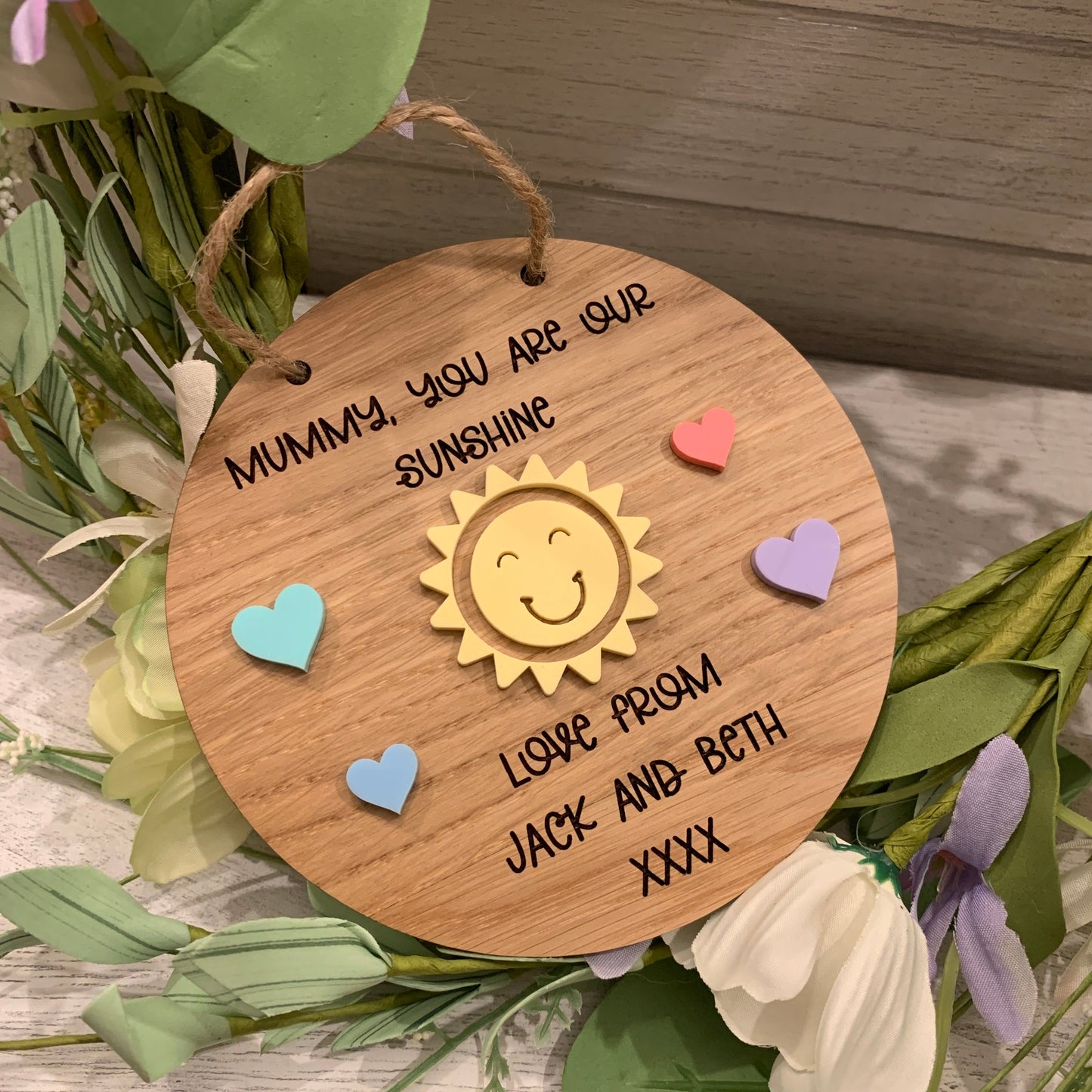 Personalised Oak You Are Our Sunshine Sign