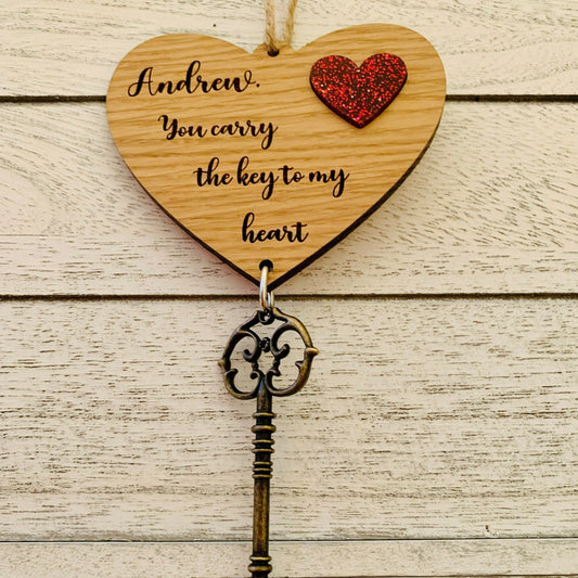 Personalised Heart & Key Hanging Decoration