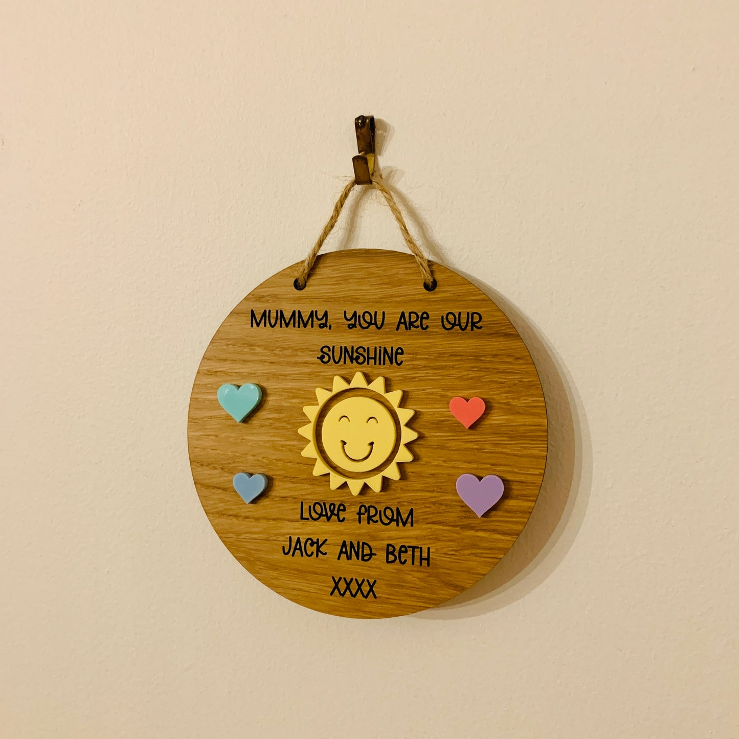 Personalised Oak You Are Our Sunshine Sign