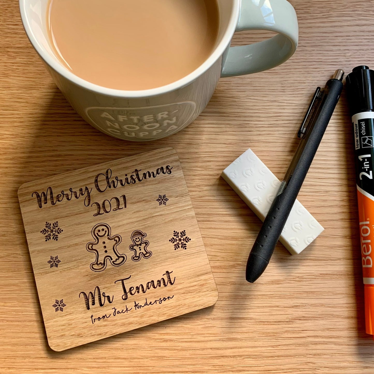Personalised Teacher Christmas Coaster