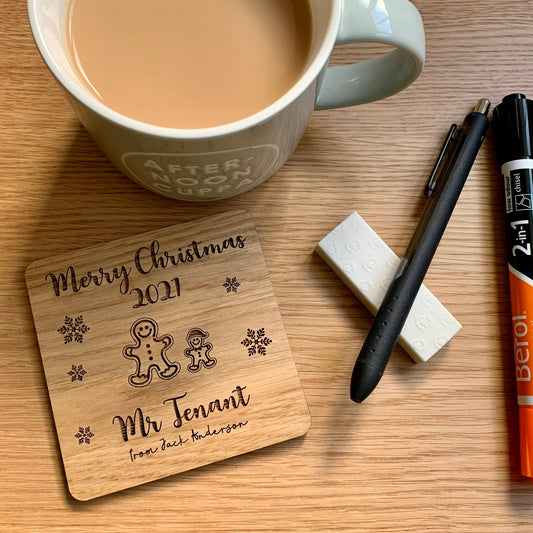 Personalised Teacher Christmas Coaster