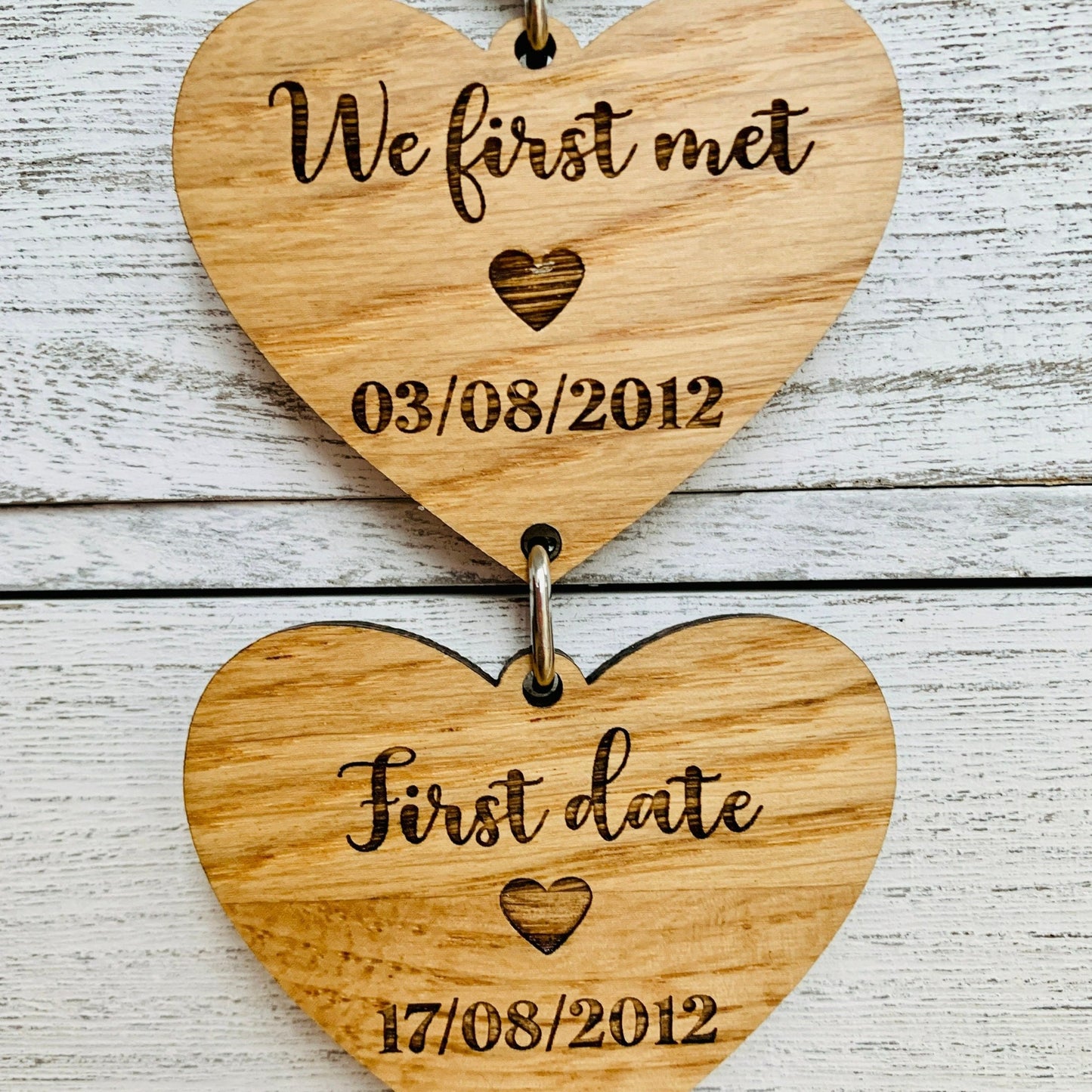 Personalised Oak Couples Story Hanging Decoration