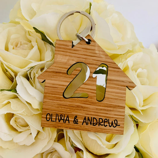 Personalised House Number and Name Key Ring