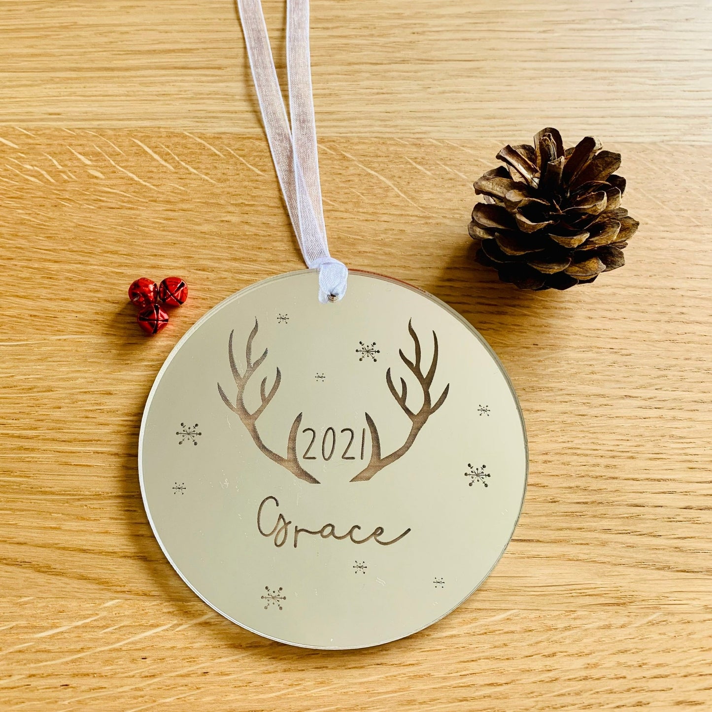 Personalised Acrylic Reindeer Antler Bauble