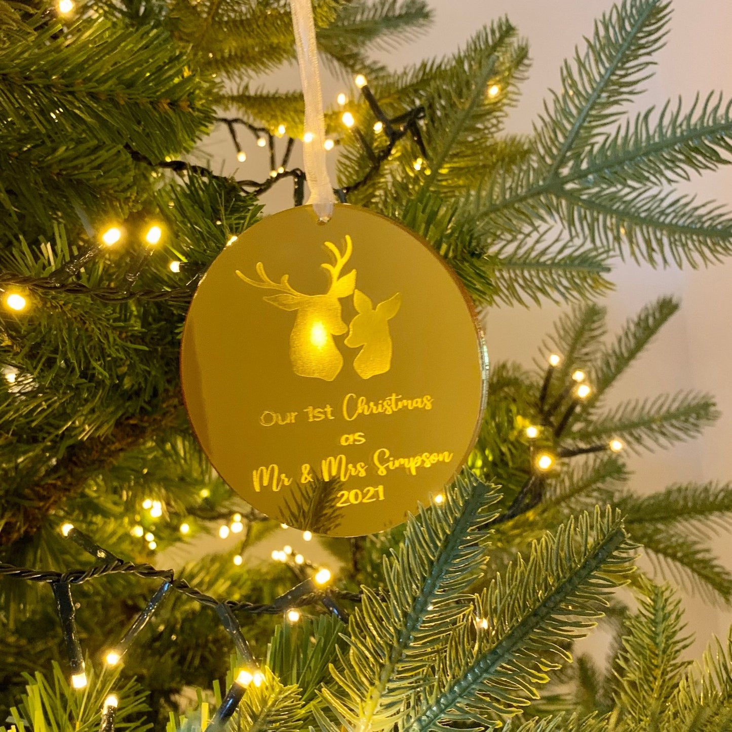 Personalised Acrylic First Christmas as Mr & Mrs Bauble