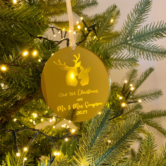Personalised Acrylic First Christmas as Mr & Mrs Bauble