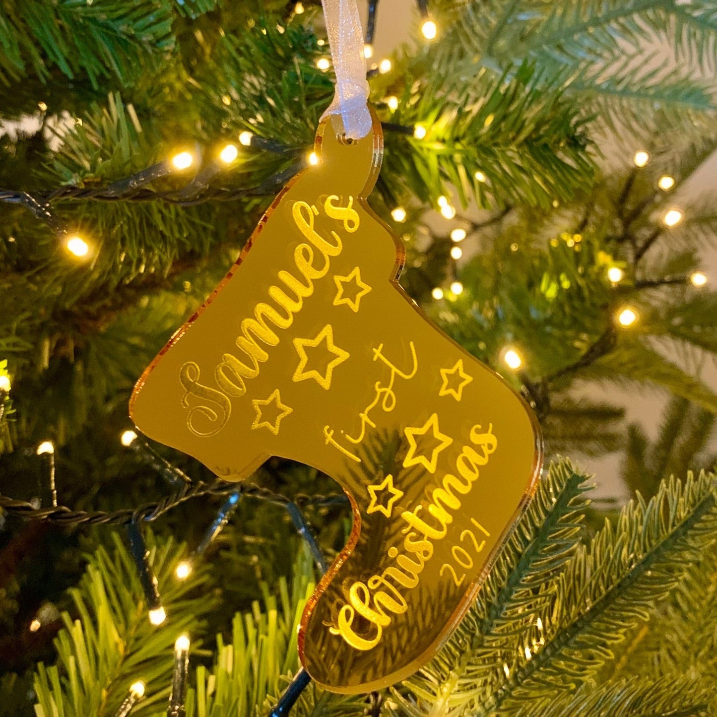 Personalised Acrylic First Christmas Bauble