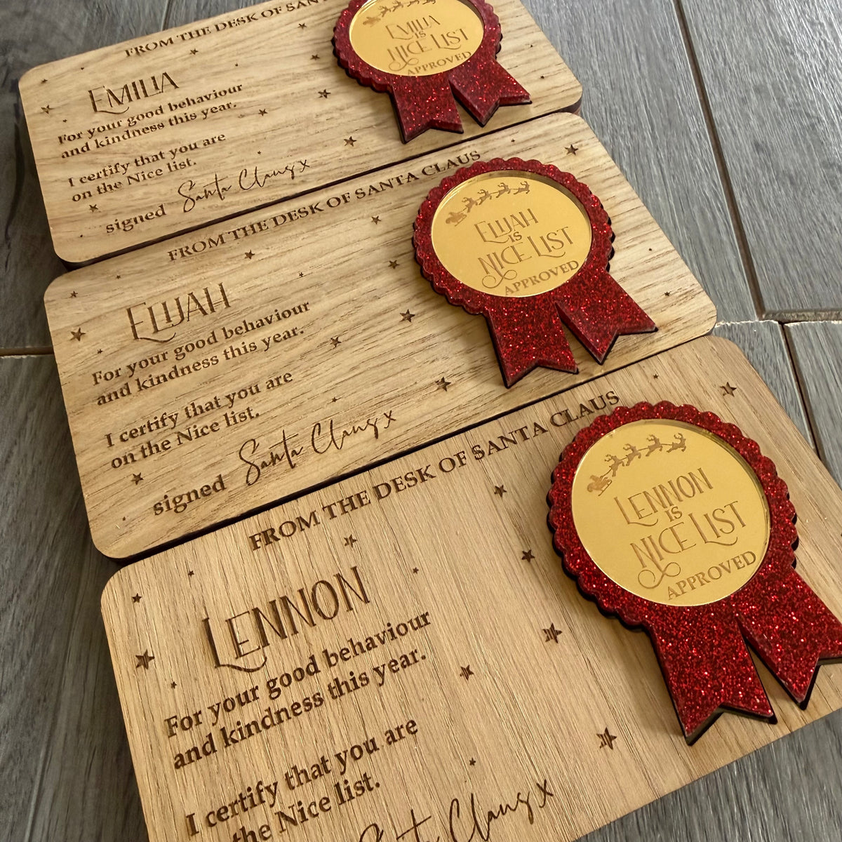 Personalised Santa’s Nice List Certificate and Gold Medal Rosette Award | Christmas Eve Box Filler