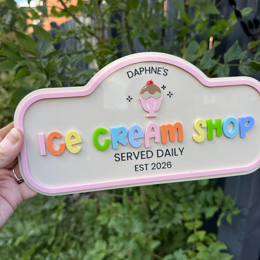Custom Children's Play Ice Cream Shop Sign | Personalised Playroom Decor