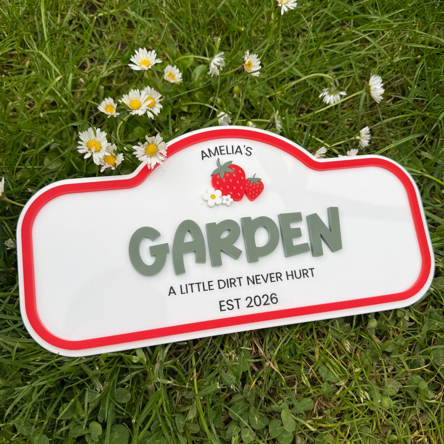Custom Children's Garden Sign with Strawberry