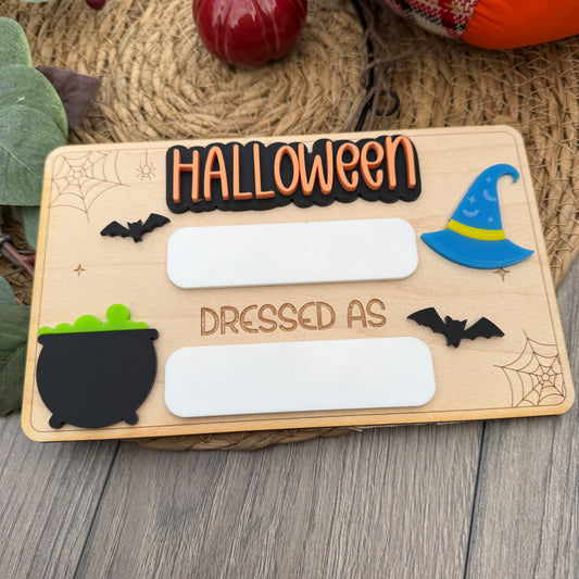 Personalised Halloween Witch and Wizard Costume Memory Board