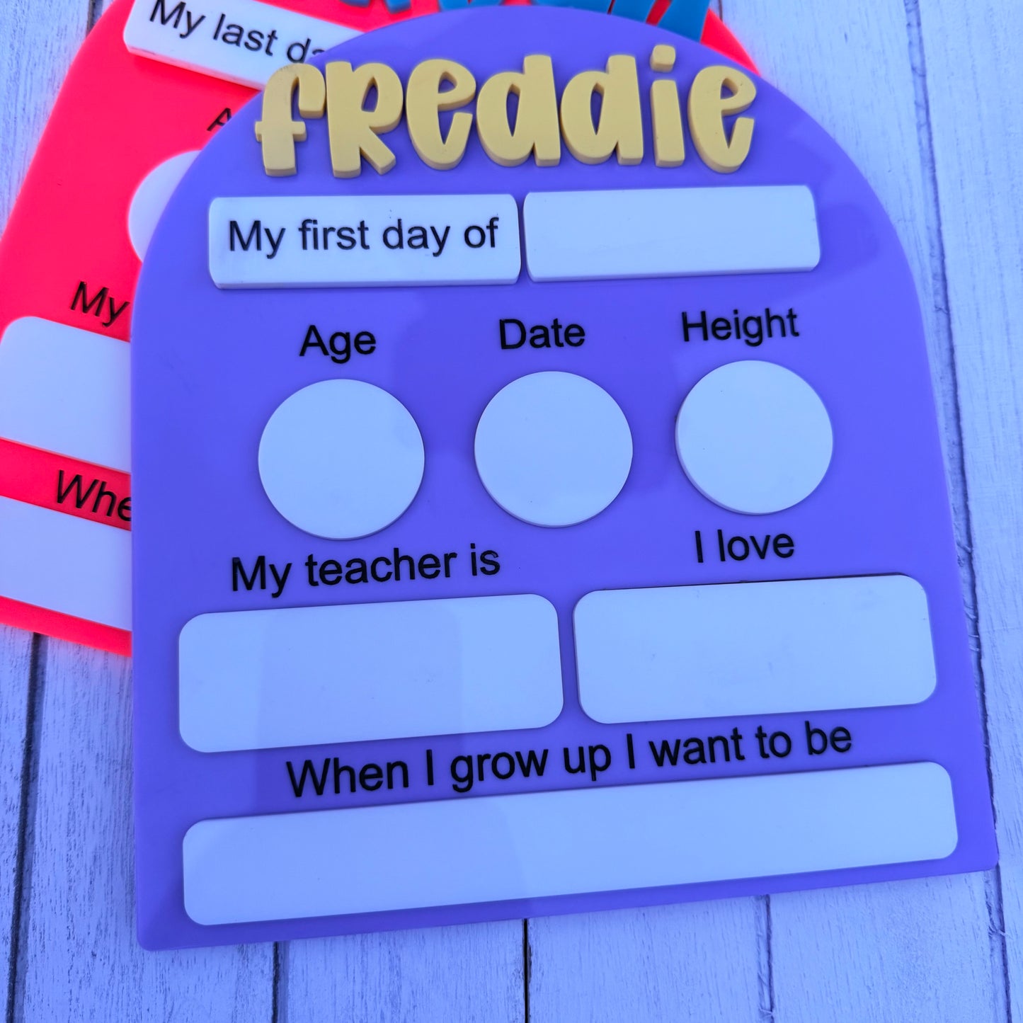 Personalised Acrylic First Day of School Board, Back to School Photo Prop, Reusable School Milestone Sign