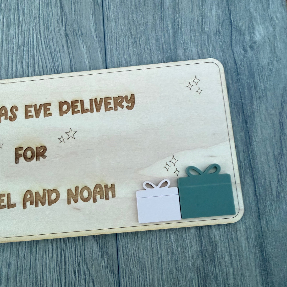 Personalised Christmas Eve Box Plaque | Acrylic Peeking Santa Sign | Custom December Box Decoration |