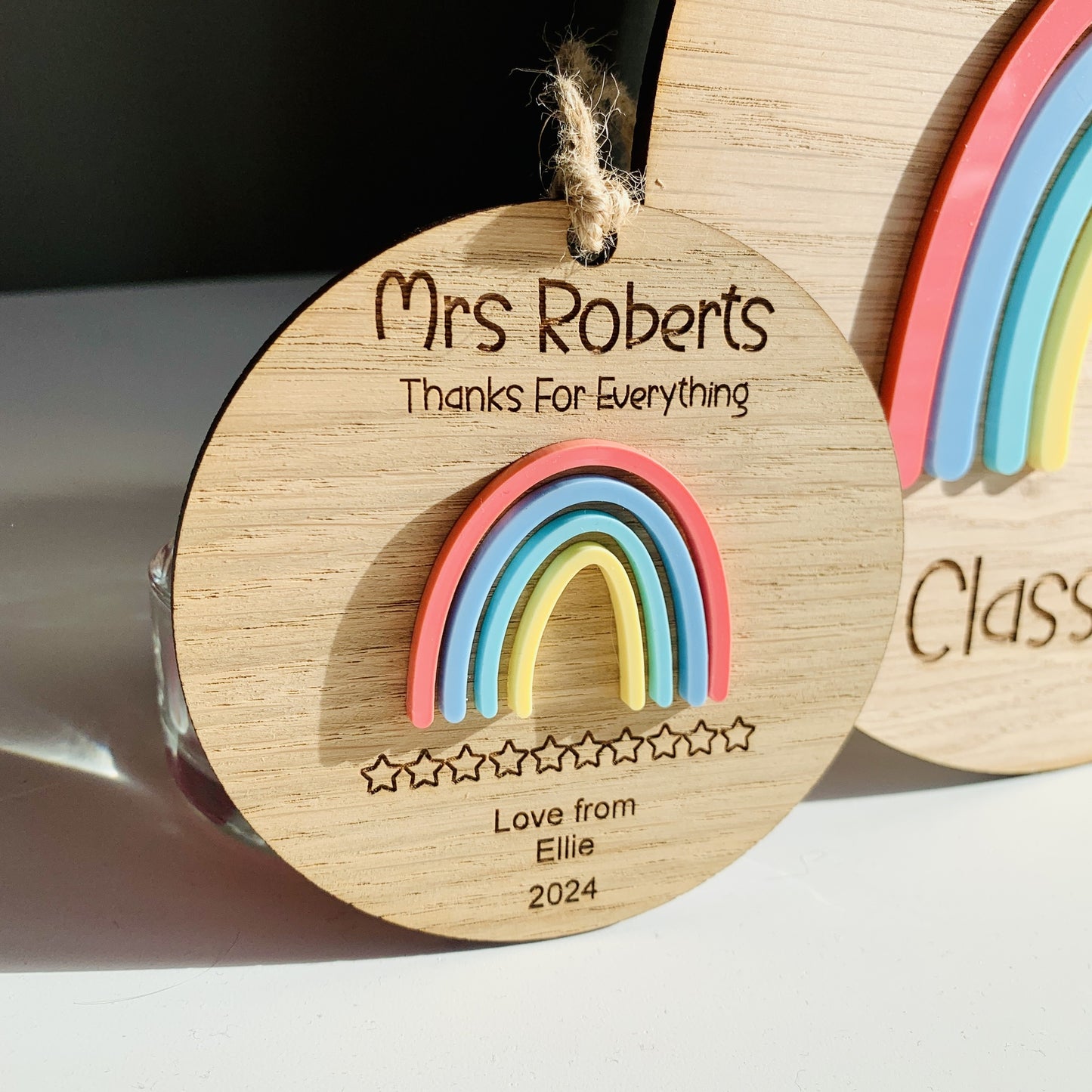 Personalised Thank You Teacher Mini Rainbow Plaque