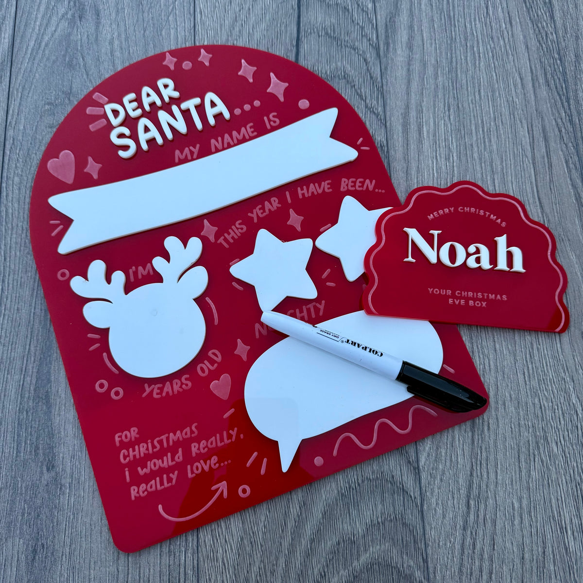 Personalised Dear Santa Board | Acrylic Board with Reuseable whiteboard