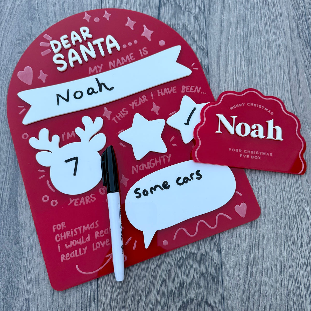 Personalised Dear Santa Board | Acrylic Board with Reuseable whiteboard