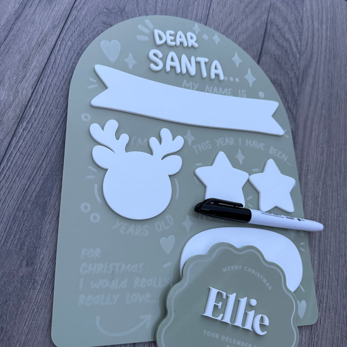 Personalised Dear Santa Board | Acrylic Board with Reuseable whiteboard