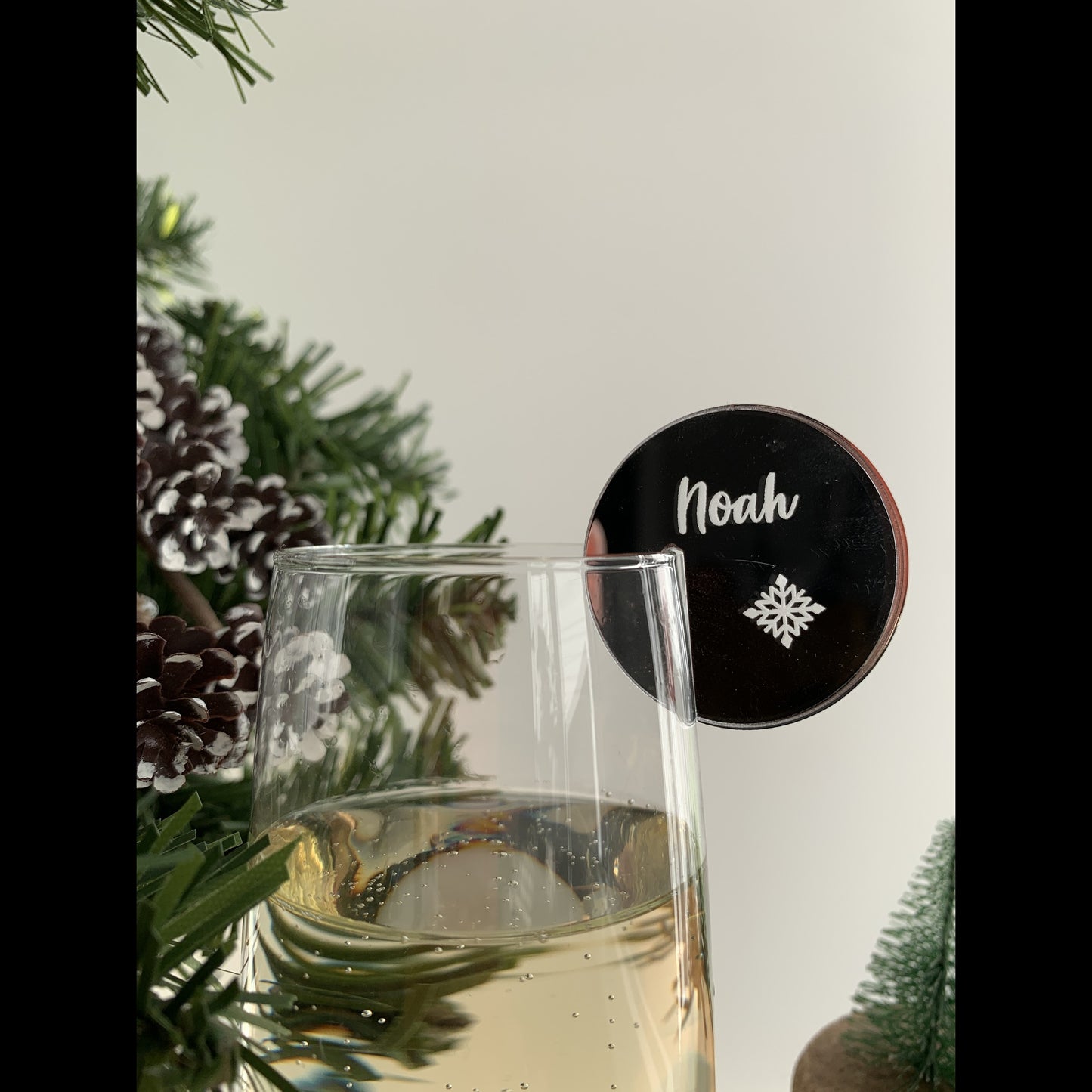 Personalised Festive Snowflake Disc Drink Marker