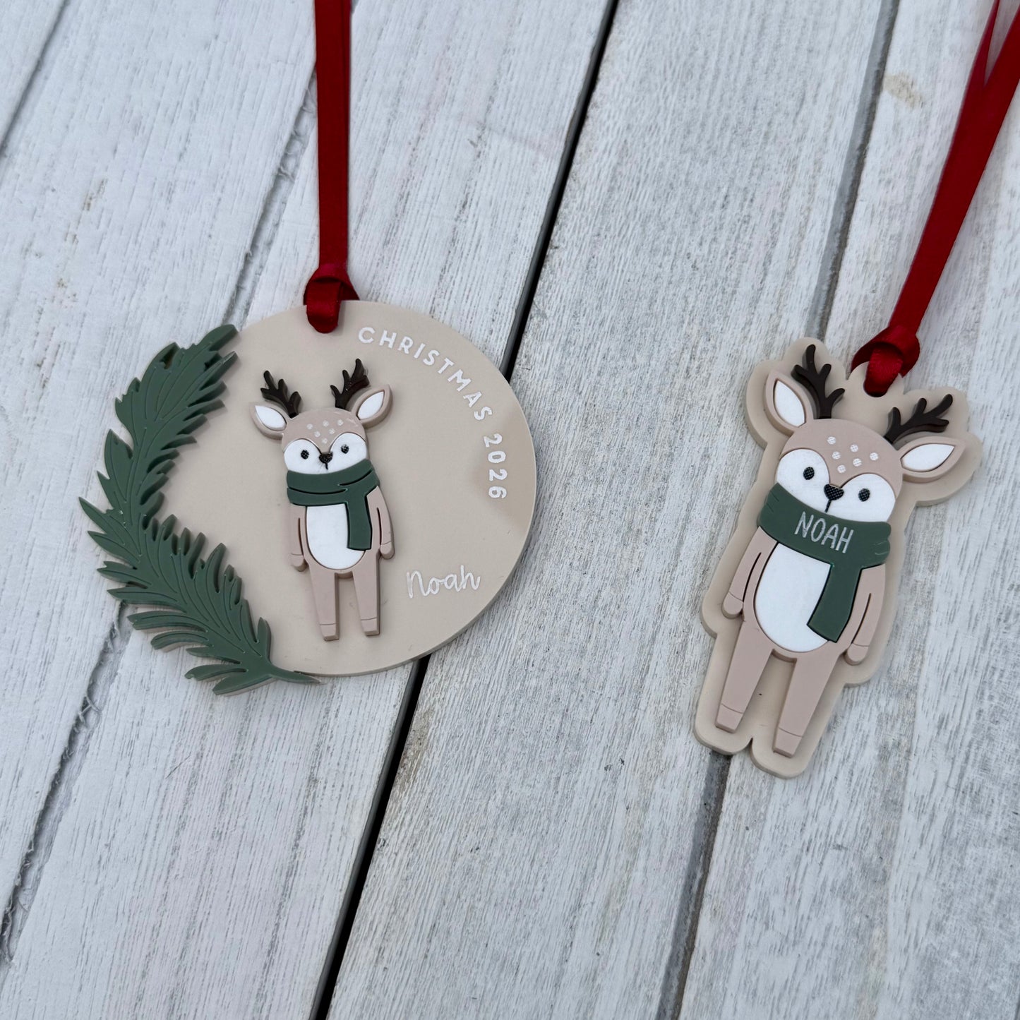 Personalised Woodland Deer Christmas Decoration