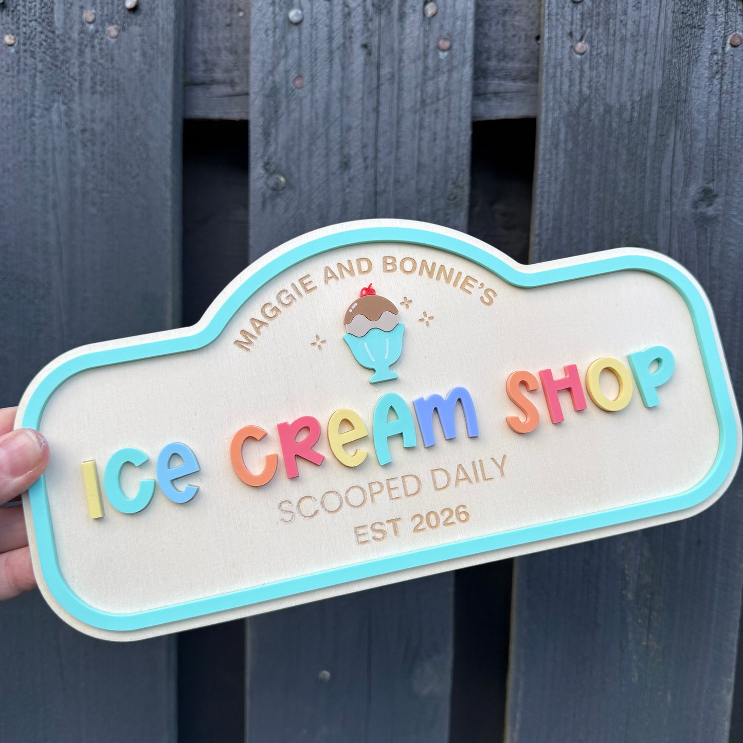 Custom Children's Play Ice Cream Shop Sign | Personalised Playroom Decor