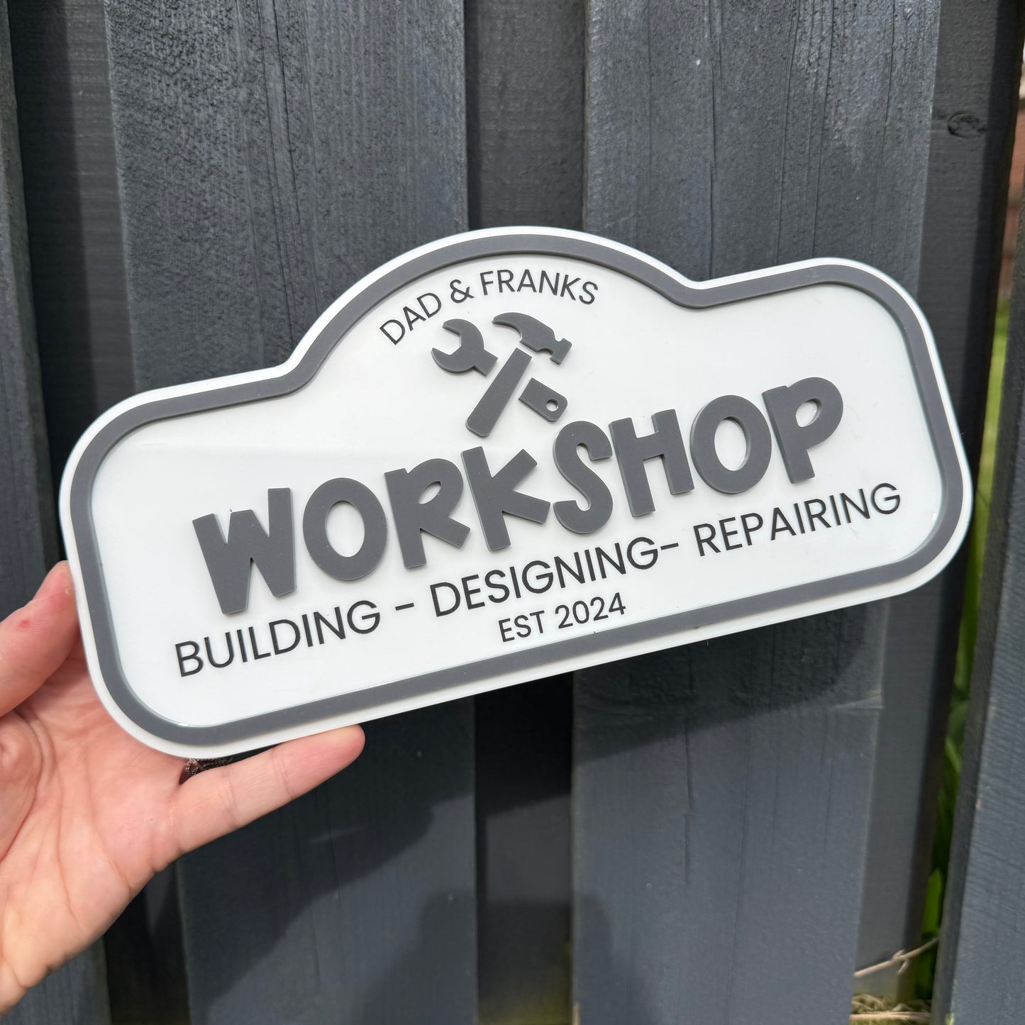 Custom Dads Workshop Sign Personalised Outdoor Deco