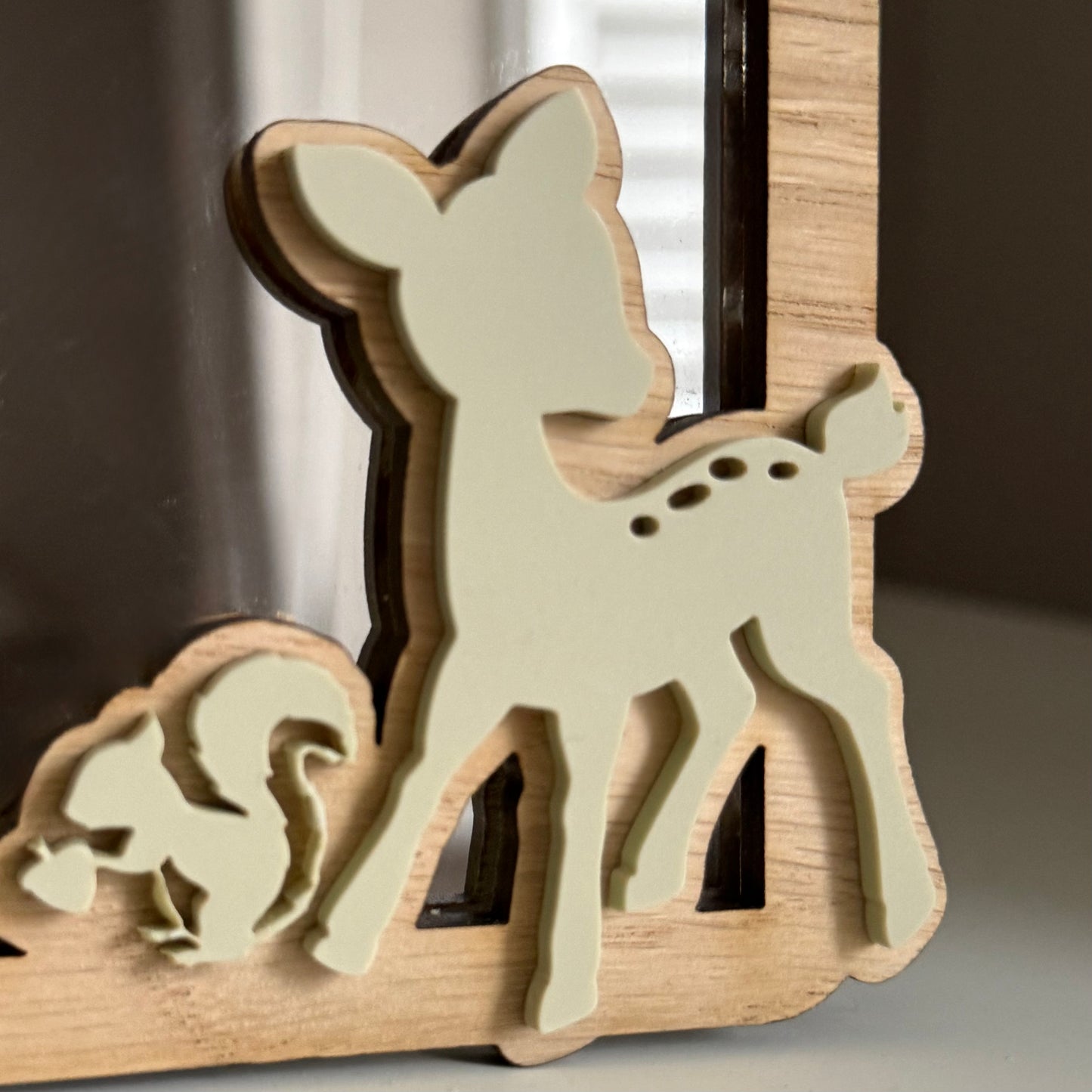 Personalised Affirmation Mirror with Woodland Design for Child’s Bedroom