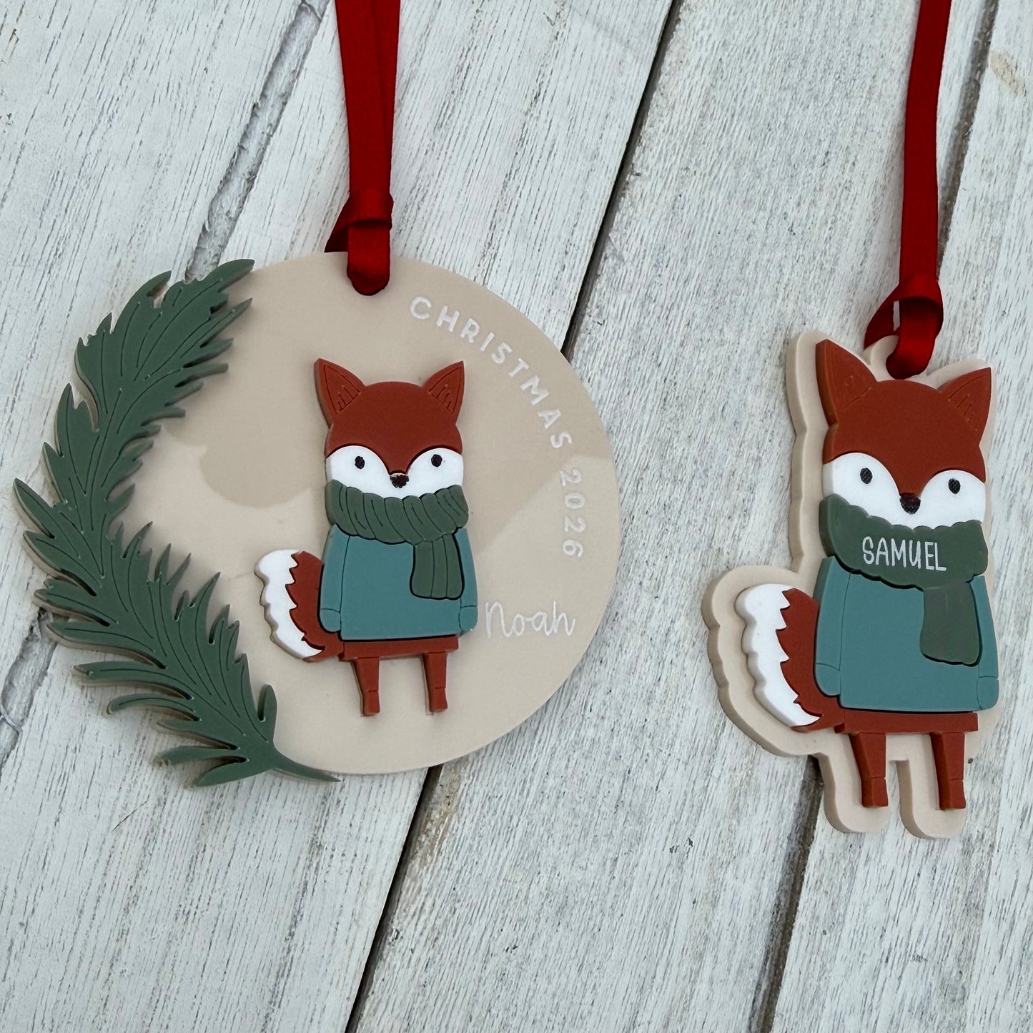Personalised Fox Christmas Decoration