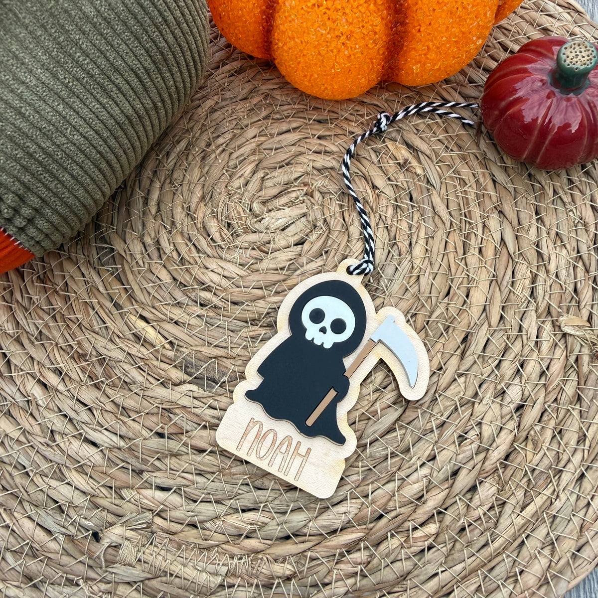 Personalised Grim Reaper Boo Basket Tag | Halloween Basket Name Tag |
