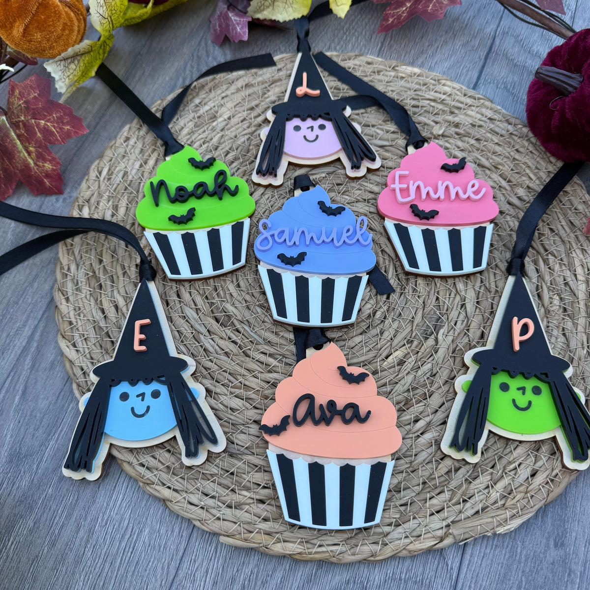 Personalised Witch Boo Basket Tag | Halloween Initial Name Tag