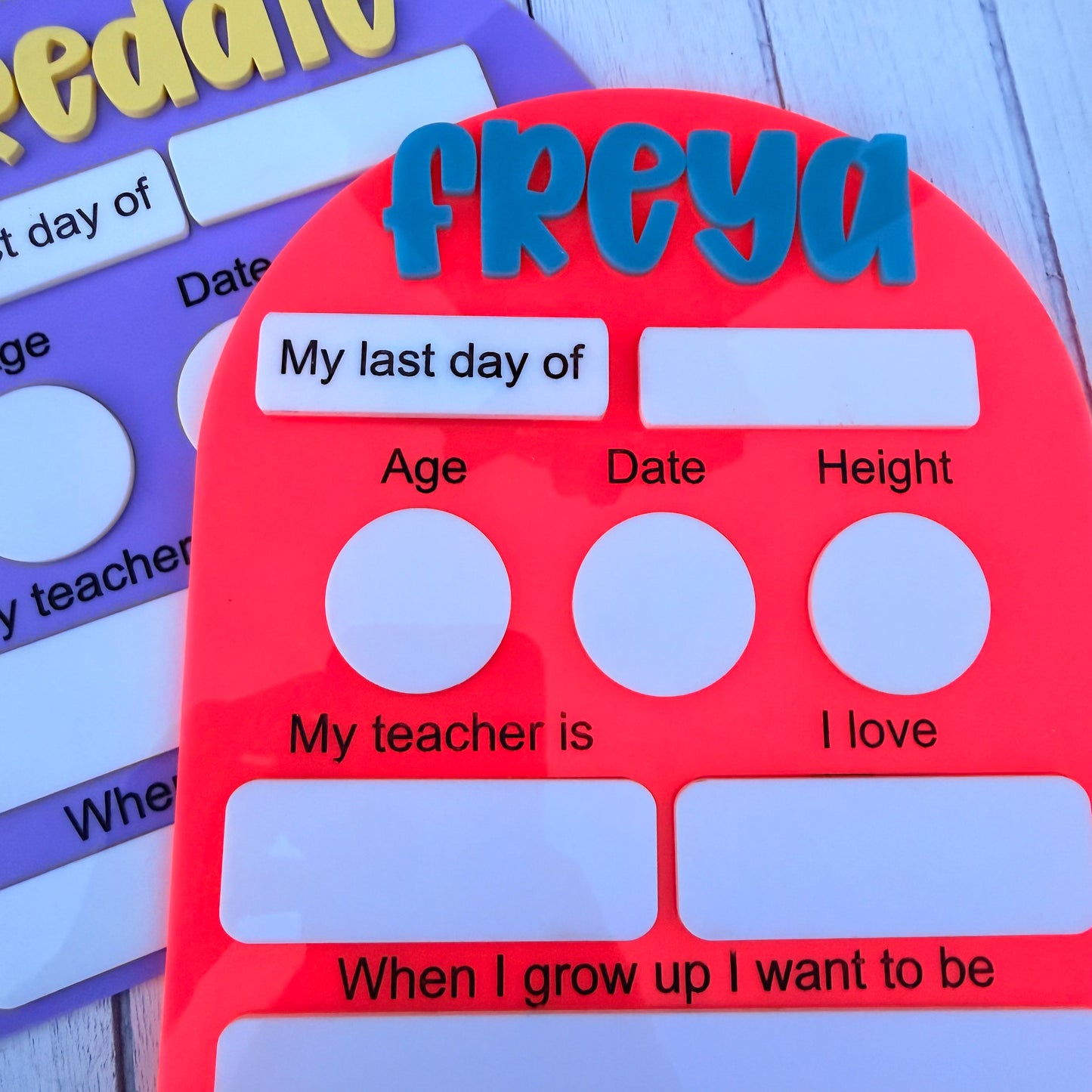 Personalised Acrylic First Day of School Board, Back to School Photo Prop, Reusable School Milestone Sign
