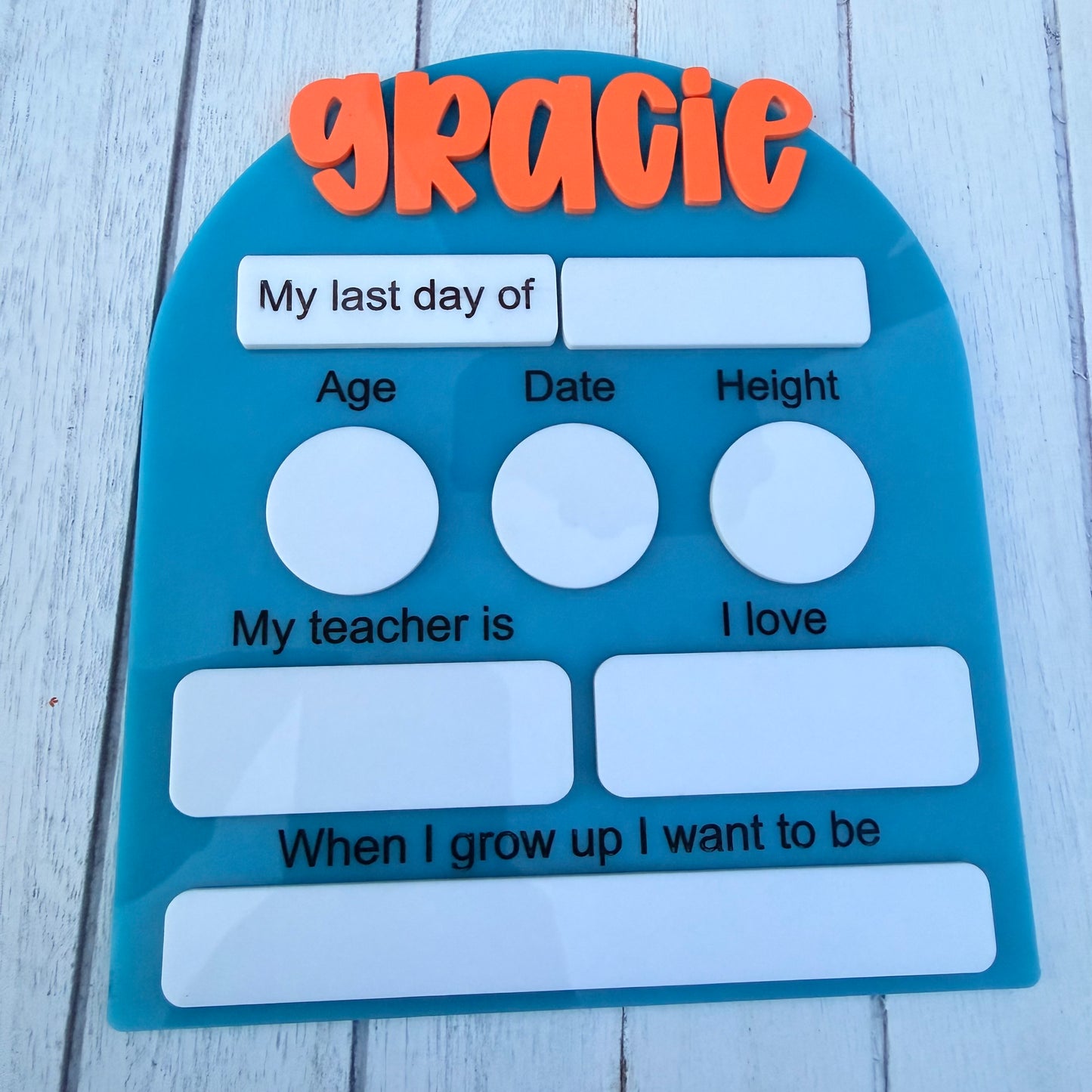 Personalised Acrylic First Day of School Board, Back to School Photo Prop, Reusable School Milestone Sign
