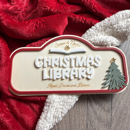 Personalised Children’s Play Room Christmas Library Sign
