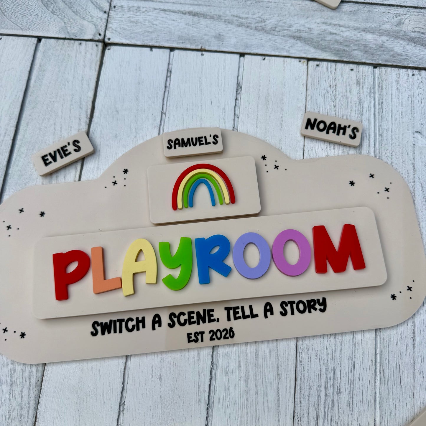 Personalised Pretend Play Switch A Scene Starter Pack | Role Play Sign with Interchangeable Scenarios