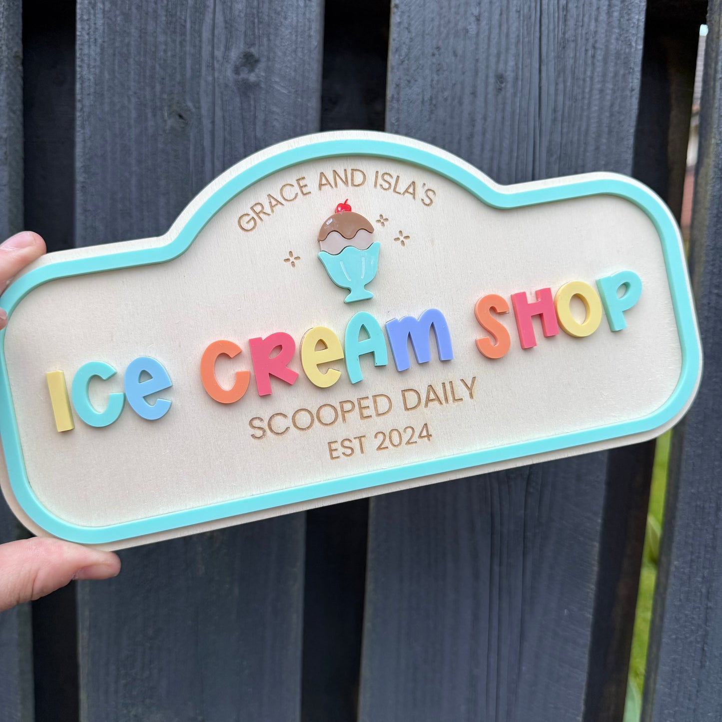 Custom Children's Play Ice Cream Shop Sign | Personalised Playroom Decor