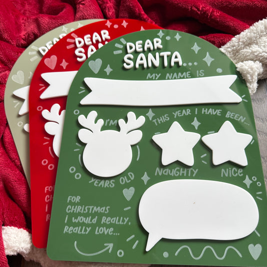 Personalised Dear Santa Board | Acrylic Board with Reuseable whiteboard