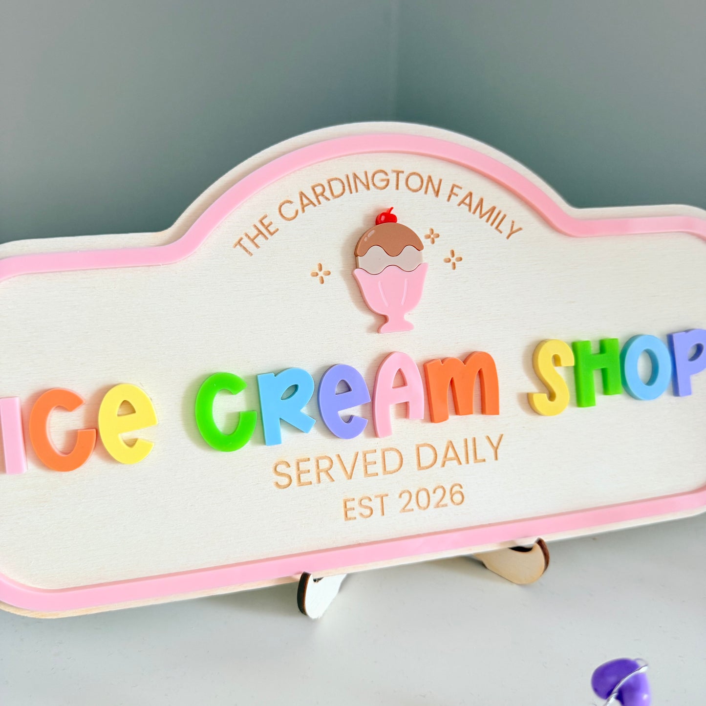 Custom Children's Play Ice Cream Shop Sign | Personalised Playroom Decor