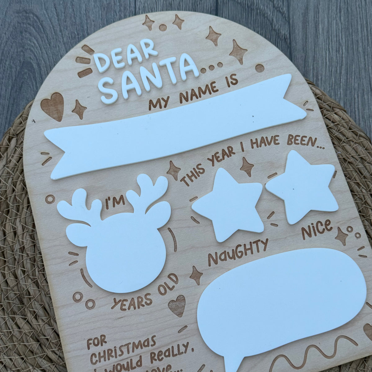 Personalised Dear Santa Board | Acrylic Board with Reuseable whiteboard