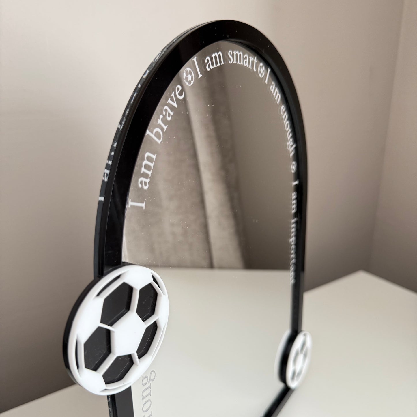 Personalised Affirmation Mirror with Football Design for Child’s Bedroom