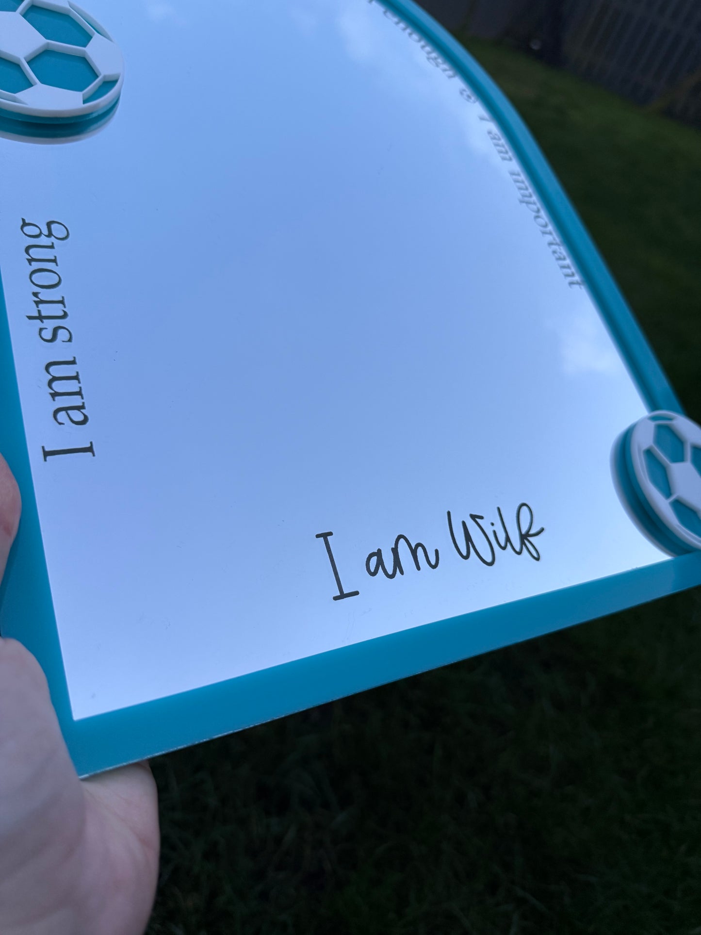 Personalised Affirmation Mirror with Football Design for Child’s Bedroom