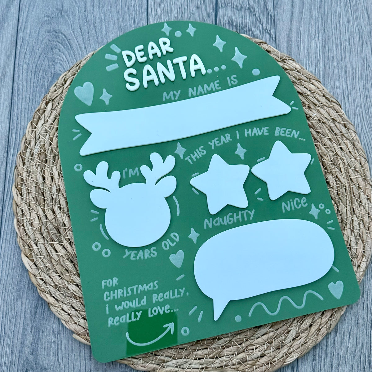 Personalised Dear Santa Board | Acrylic Board with Reuseable whiteboard
