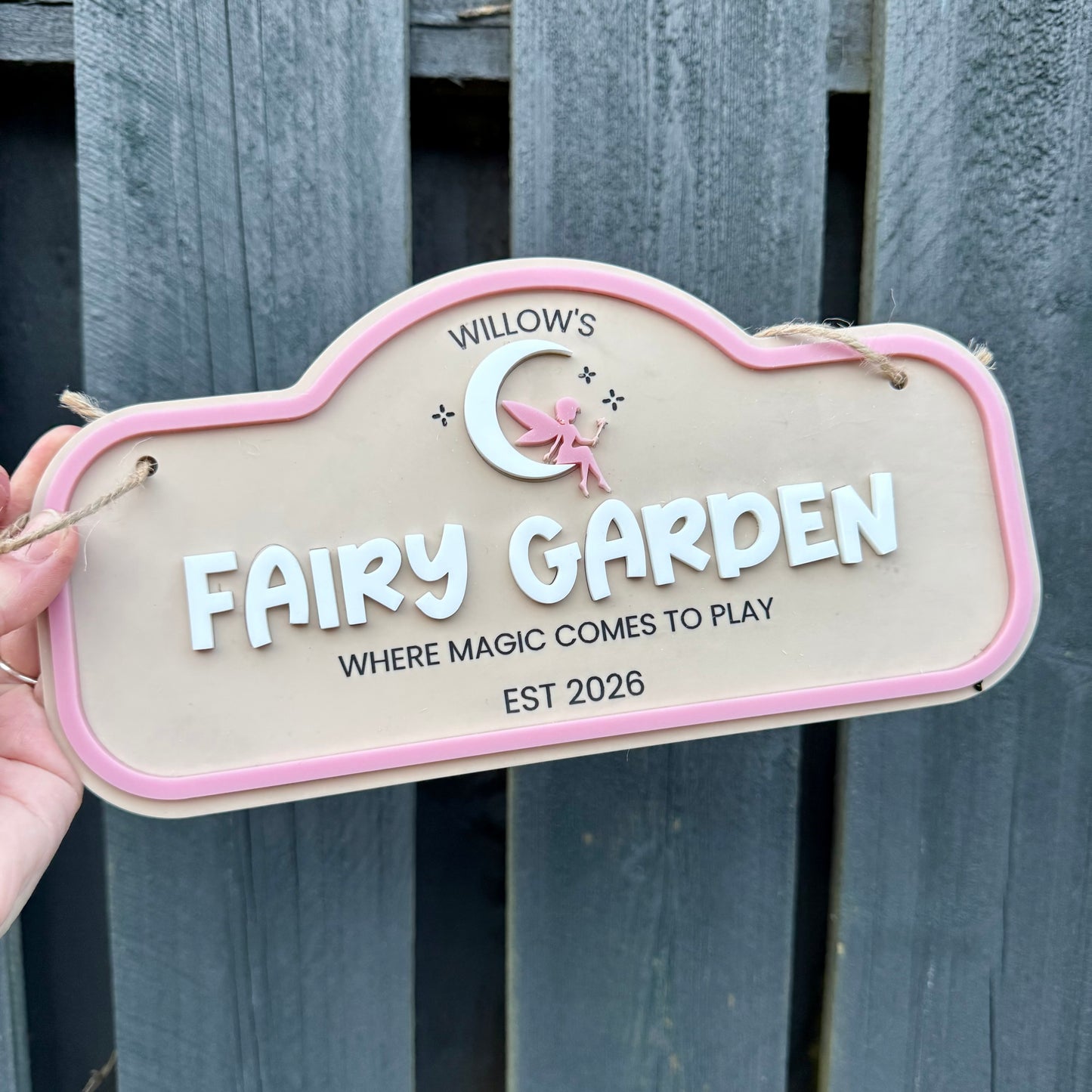 Personalised Children's Outdoor Fairy Garden Sign