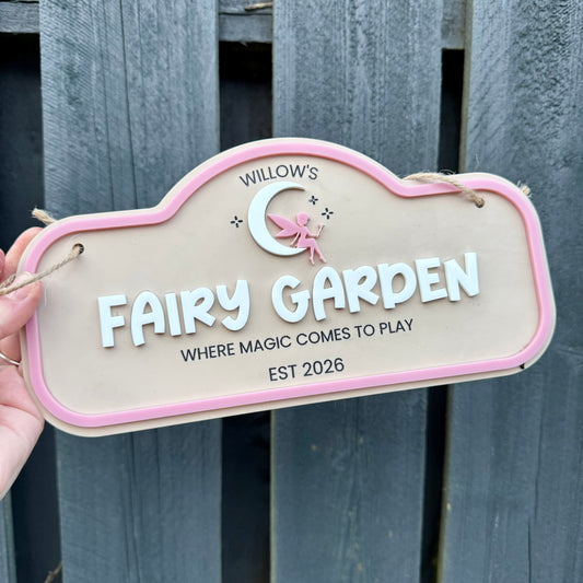 Personalised Children's Outdoor Fairy Garden Sign