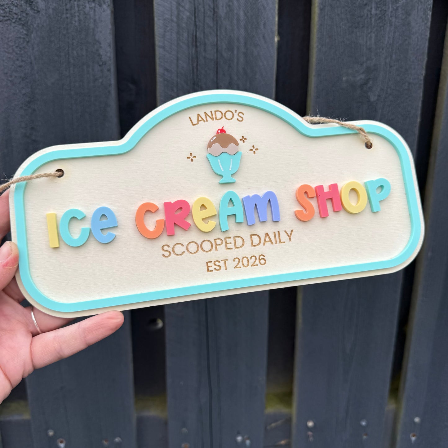 Custom Children's Play Ice Cream Shop Sign | Personalised Playroom Decor