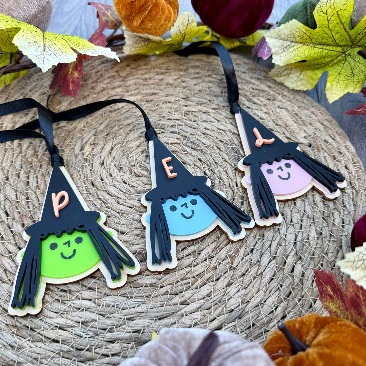 Personalised Witch Boo Basket Tag | Halloween Initial Name Tag