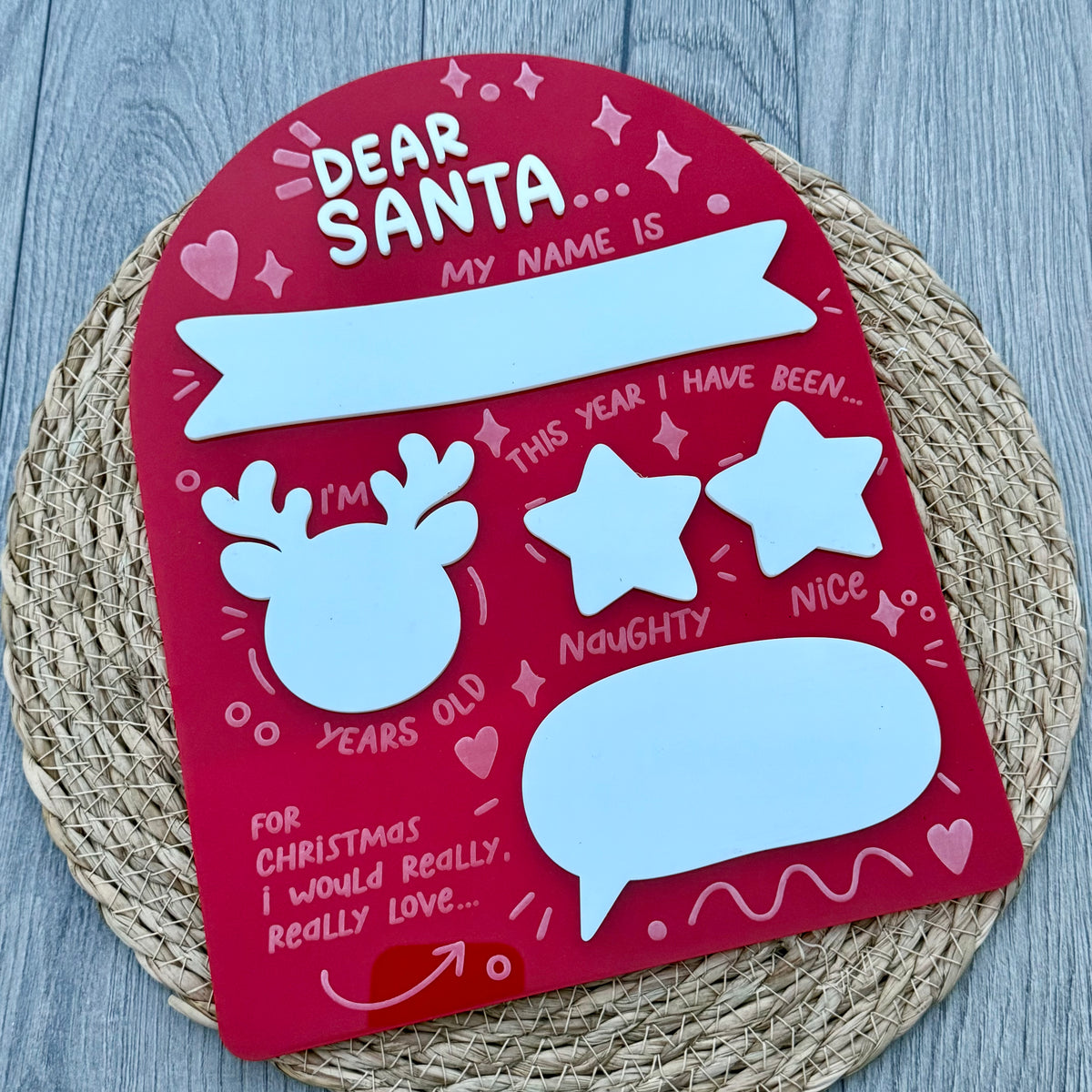 Personalised Dear Santa Board | Acrylic Board with Reuseable whiteboard