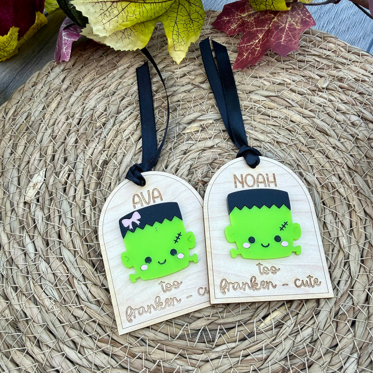 Personalised Mini Monster Boo Basket Tags | Engraved Halloween Name Tag | Frankenstein | Werewolf | Mummy | Vampire